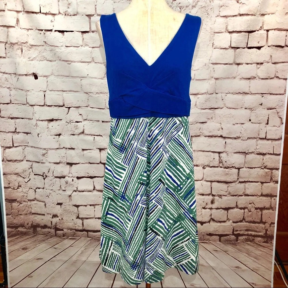 Anthropologie HD in Paris Ardmore Dress Sleeveless Surplice Blue Green Size US 8 - Picture 2 of 8